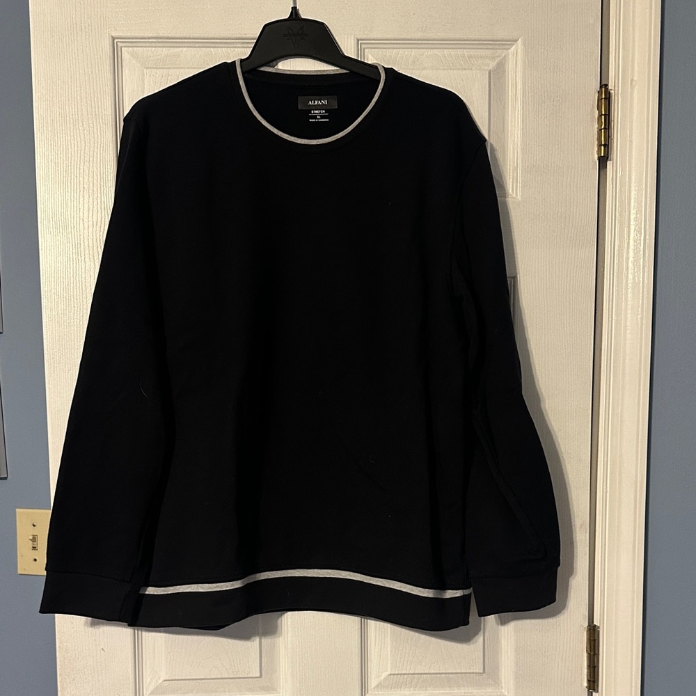 Alfani Men's Black Crewneck Sweater with Light Gray Accents; size xl